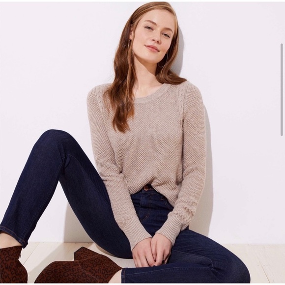 LOFT Sweaters - LOFT Cable Knit Trim Stitchy Sweater